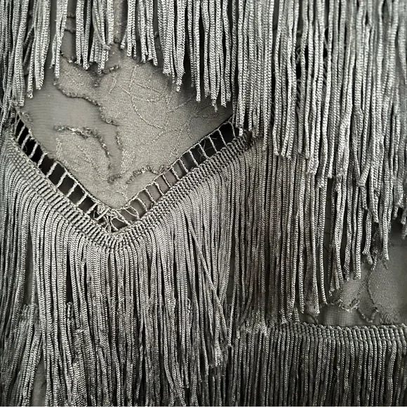 Anthropologie HD in Paris Tiered Fringe Sleeveless Blouse Black 4 - Picture 6 of 10